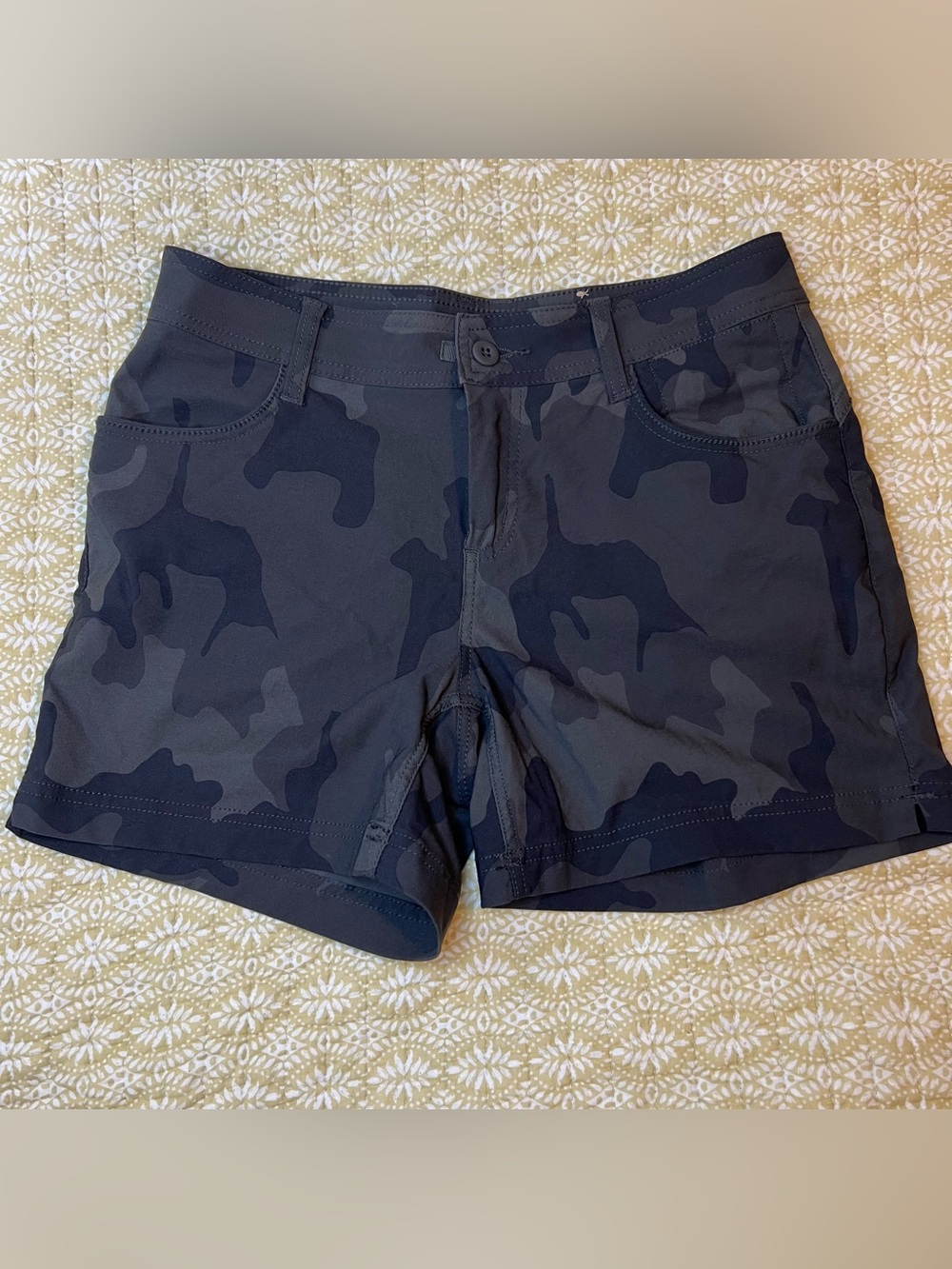 Prana Women's Black Camouflage Active Shorts